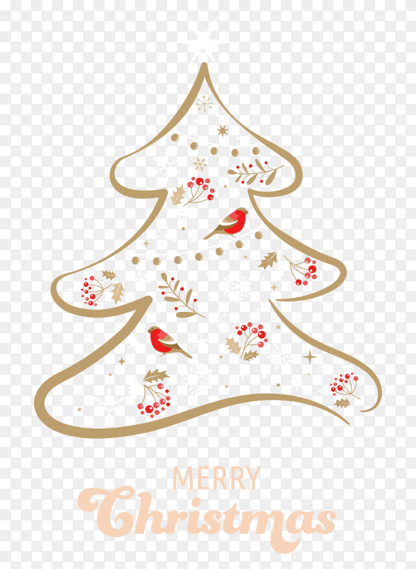 Elegant gold christmas tree free download PNG