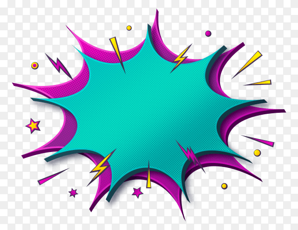 Empty boom comic text speech bubble on transparent background PNG