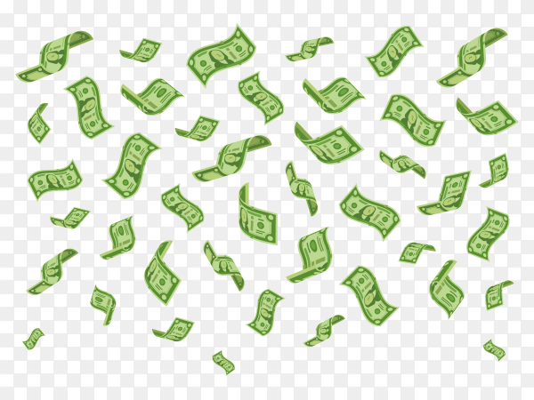 Falling banknotes Illustration on transparent background PNG