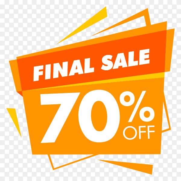 Final sale discount banner promotion with orange color on transparent background PNG