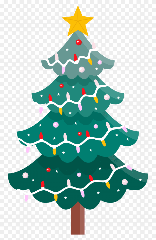 Flat design christmas tree clipart PNG