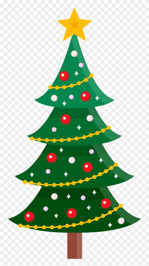 Flat design christmas tree download free PNG