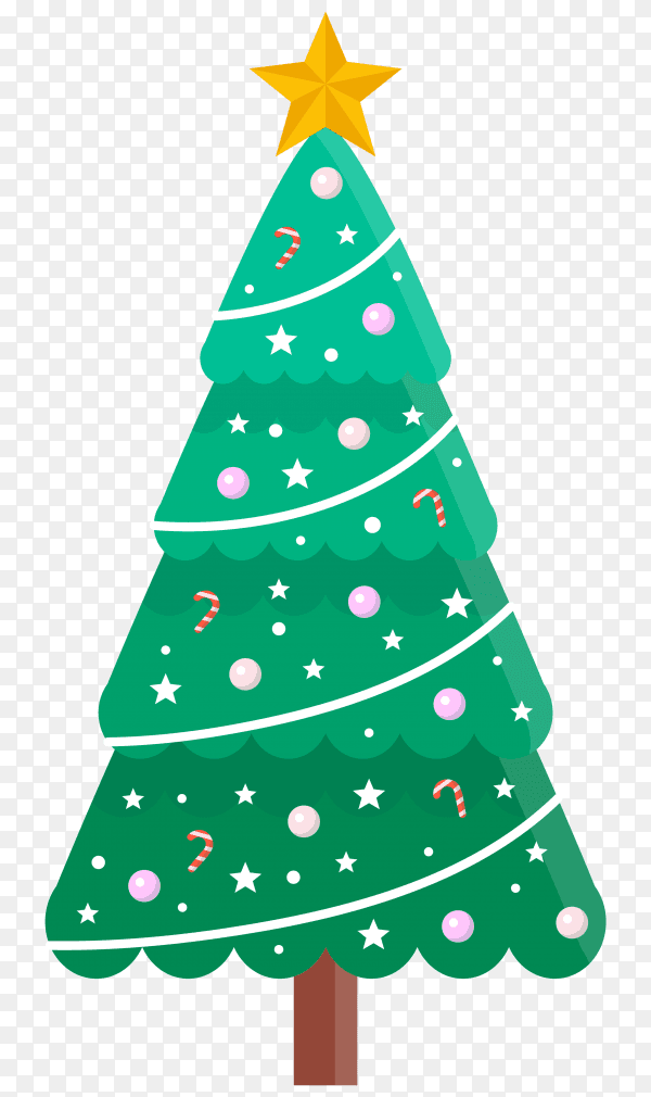 Flat design christmas tree on transparent background PNG