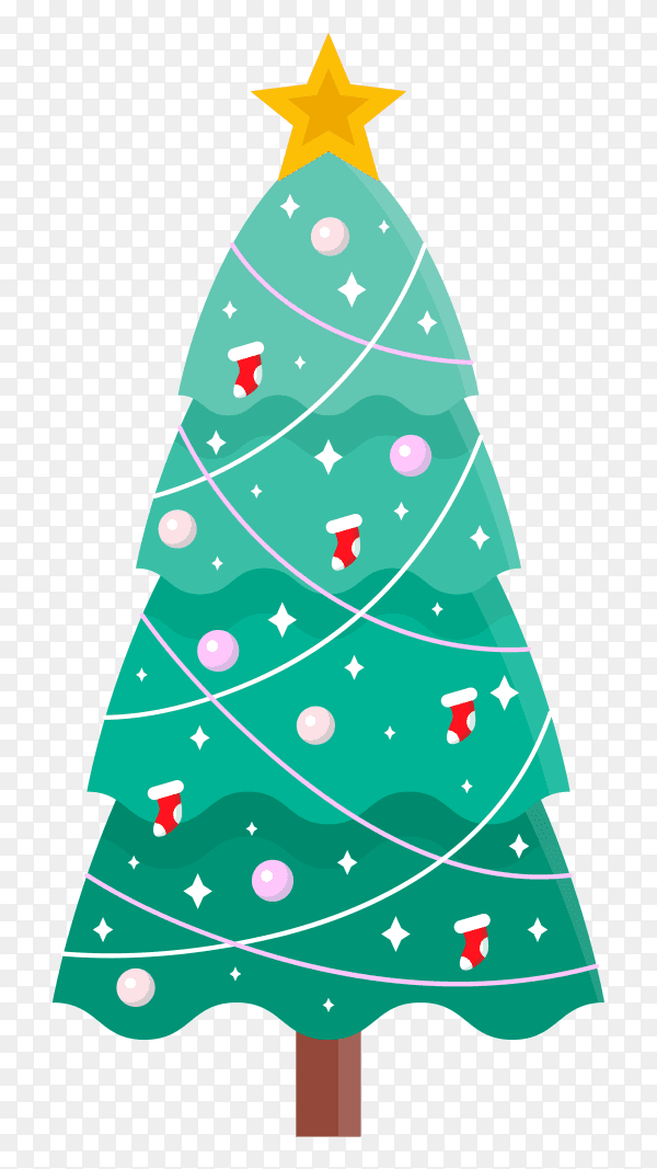 Flat design christmas tree premium vector PNG