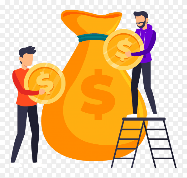 Flat design money saving concept on transparent background PNG
