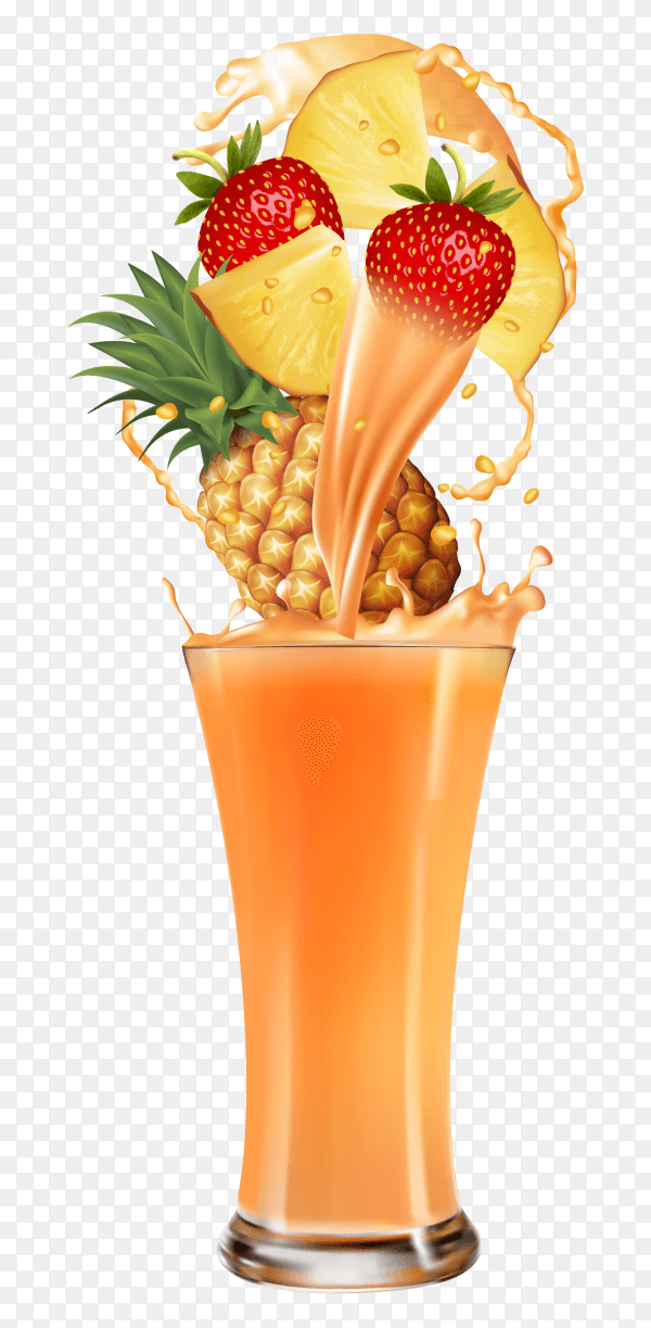 Fresh fruit Cocktail juice on transparent background PNG