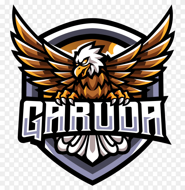 GARUDA esport with eagle logo design on transparent background PNG