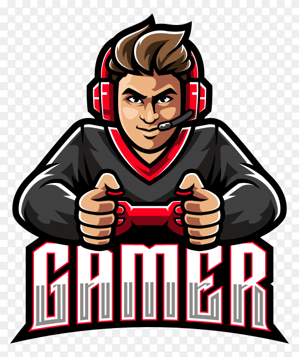 Gamer esport mascot logo template on transparent background PNG