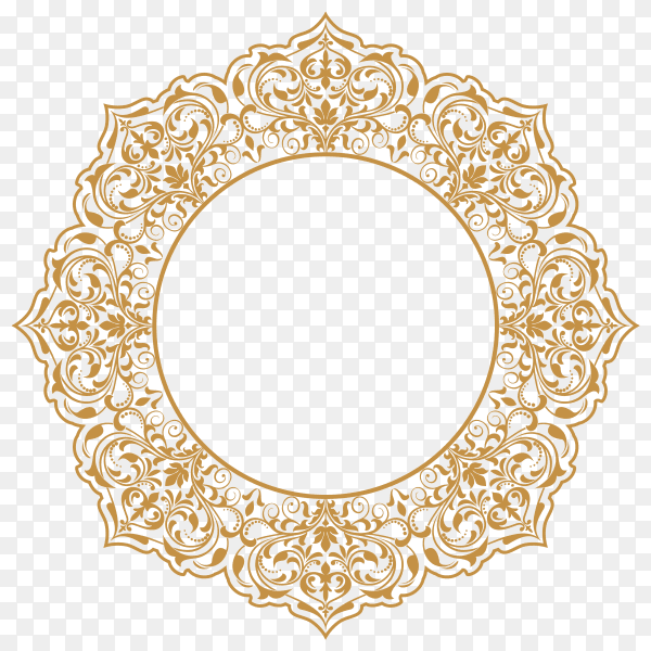Gold Floral frame on transparent background PNG