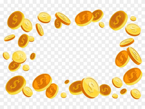 Golden coins isolated premium vector PNG