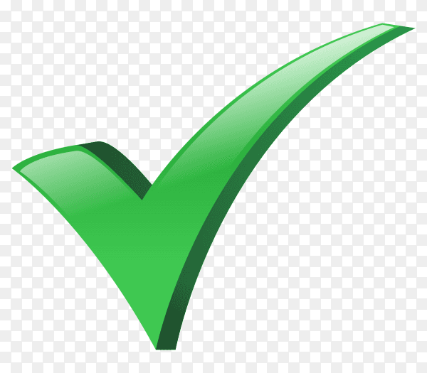 Green correct icon design on transparent PNG