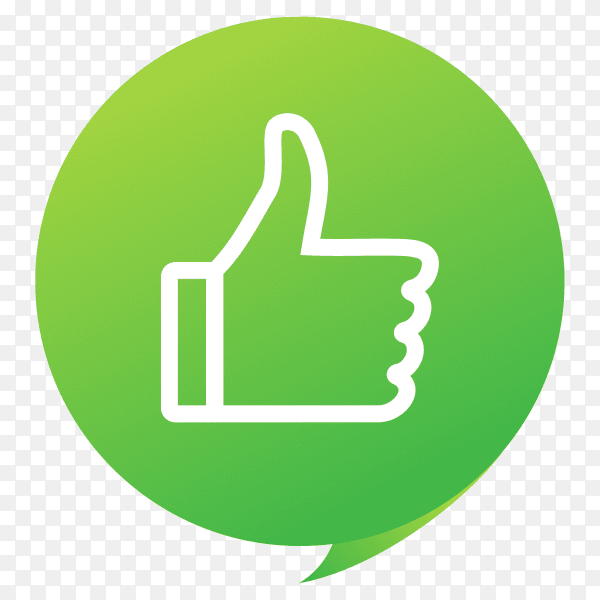 Green like button icon design on transparent background PNG