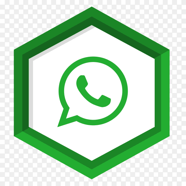 Green whatsapp icon isolated on transparent PNG