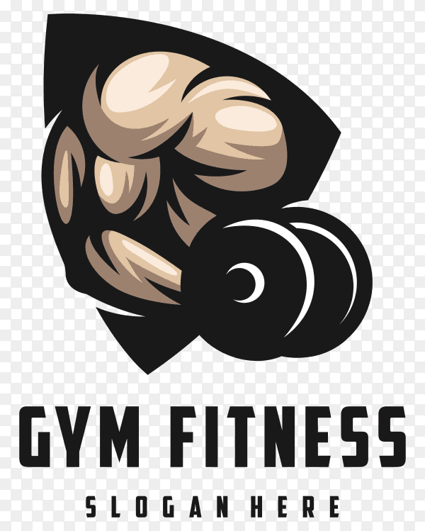Gym Fitness club logo design on transparent background PNG