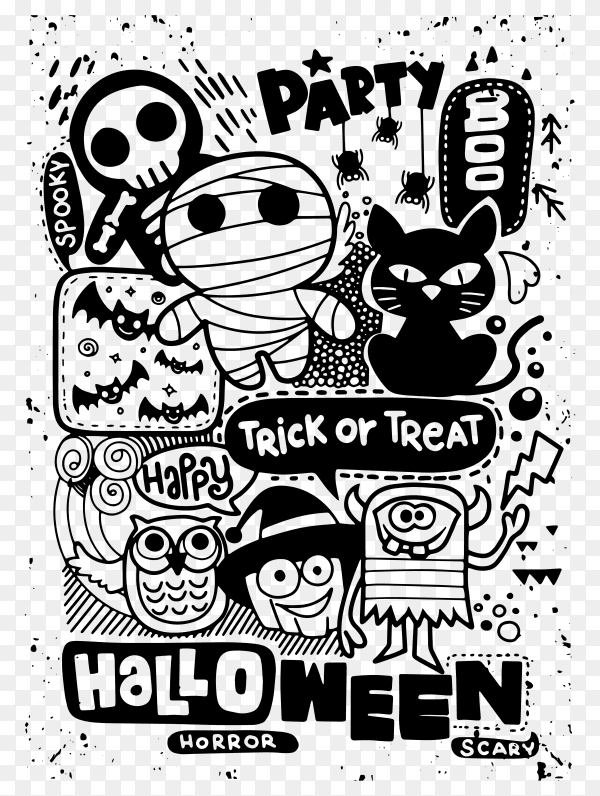 Halloween party invitation card on transparent background PNG