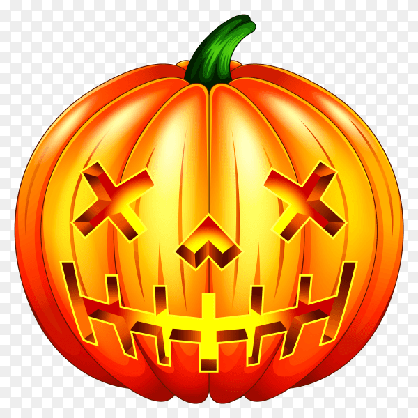 Halloween pumpkin head jack lantern on transparent background PNG