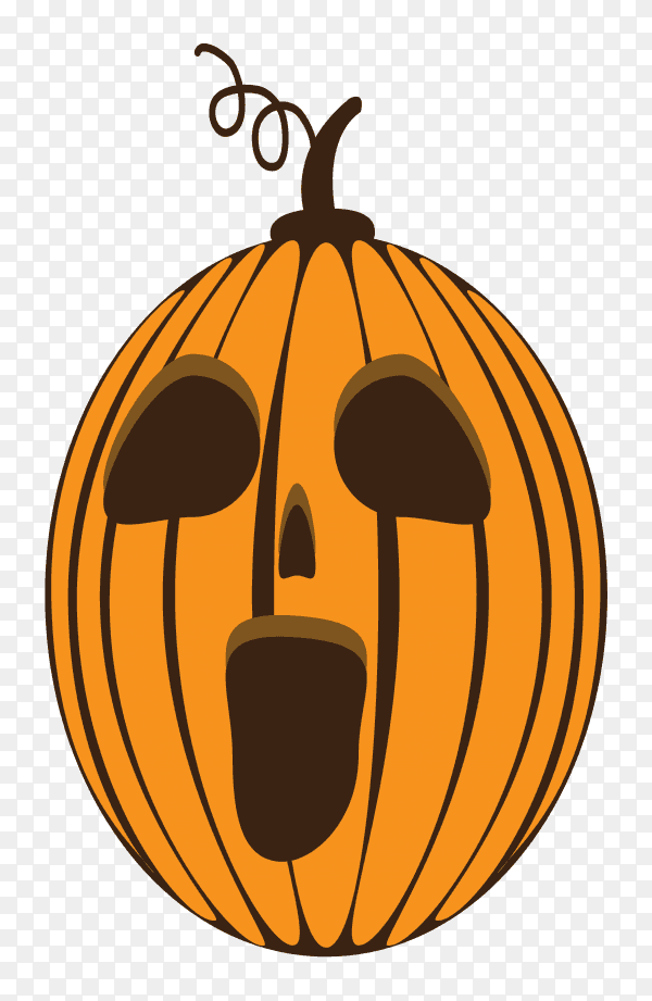 Halloween pumpkin set with face emotion on transparent PNG