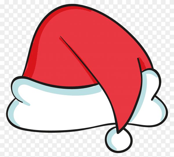 Hand drawign santa claus hat on transparent PNG