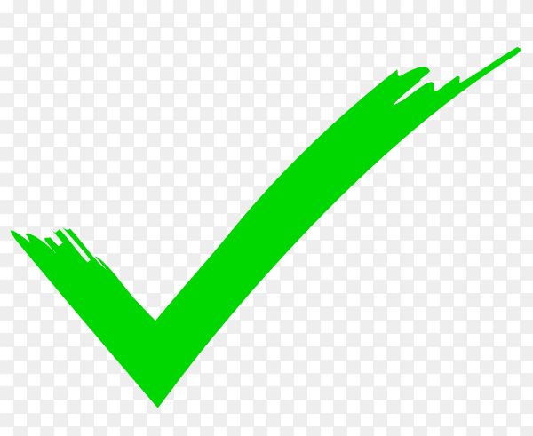 Hand drawing green correct icon on transparent background PNG