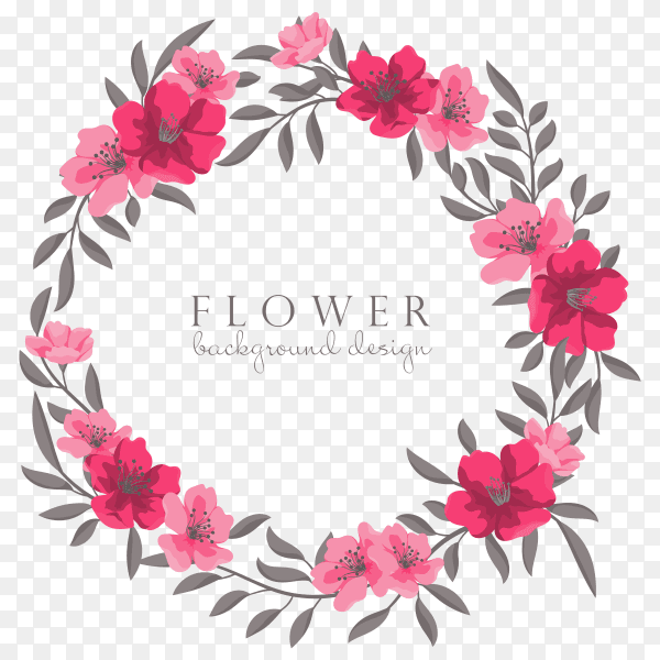 Hand drawing pink Flower Wreaths premium vector PNG