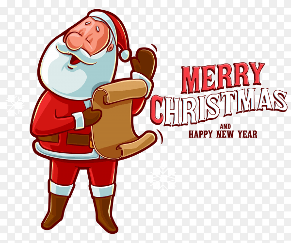 Hand drawn christmas with santa claus on transparent background PNG