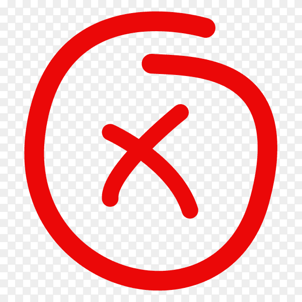Hand drawn red incorrect icon on transparent background PNG