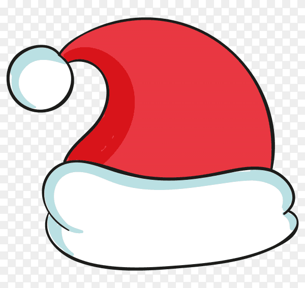 Hand drawn santa claus hat illustration on transparent background PNG