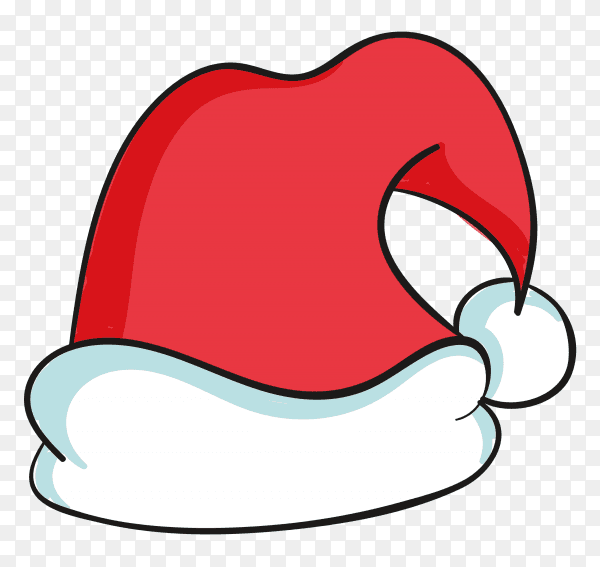 Hand drawn santa claus hat on transparent background PNG