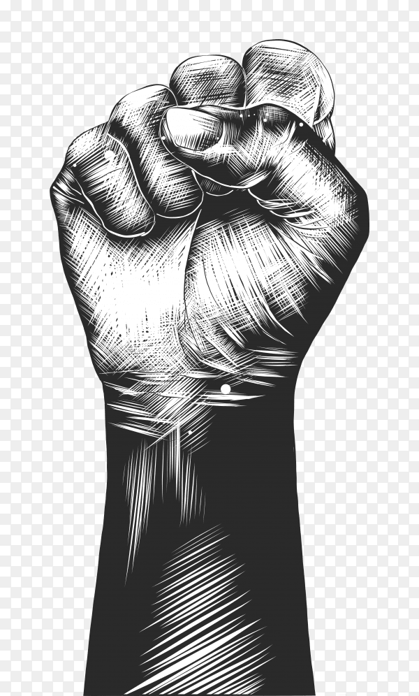 Hand drawn sketch of human fist premium vector PNG