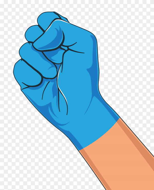 Hand with medical gloves on transparent background PNG