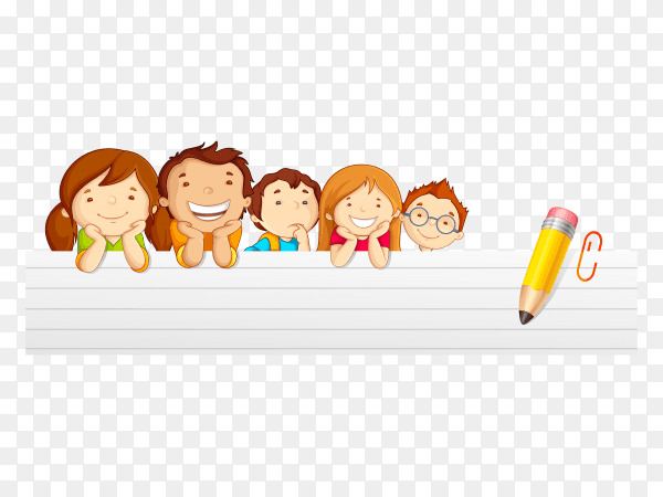 Happy childern banner design on transparent background PNG