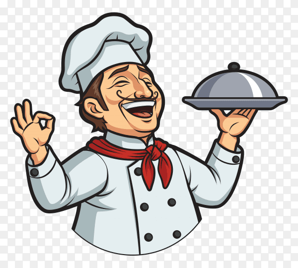 Happy male chef on transparent background PNG