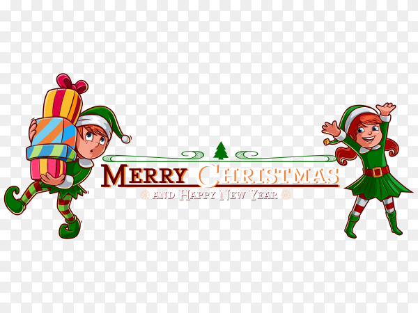 Happy new year and merry christmas poster template on transparent PNG