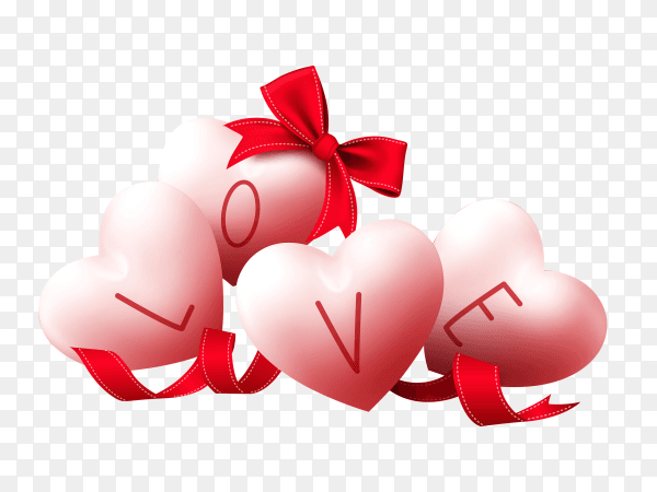 Heart shaped Love 3D illustration on transparent background PNG