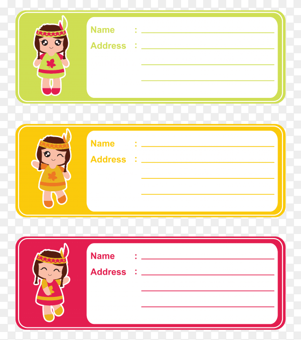 Illustration Name tags for school children design on transparent background PNG