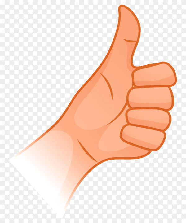 Illustration of human hand thumbs up gesture on transparent background PNG