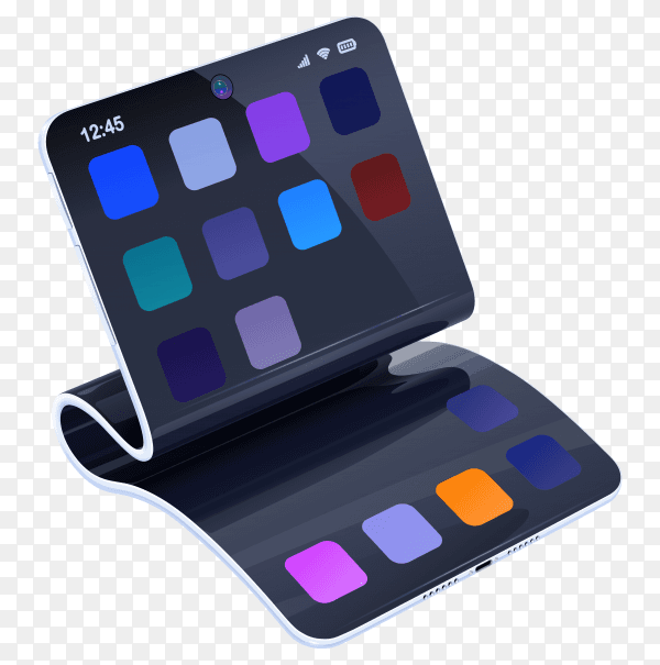 Imaginary flexible smartphone premium vector PNG