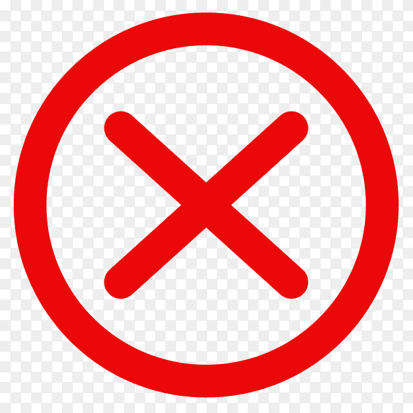 Incorrect icon in sticker style on transparent background PNG