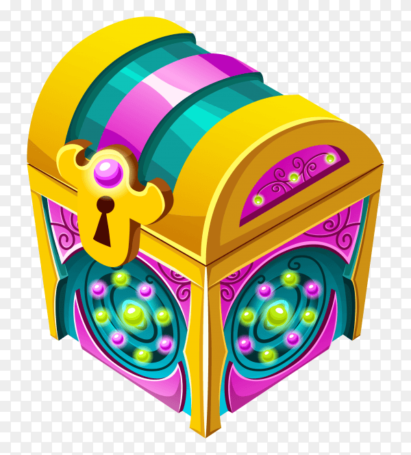 Isometric treasure chest isolated on transparent PNG