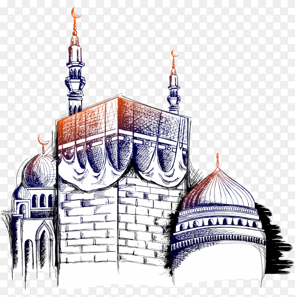 Kaaba landscape flat design on transparent background PNG