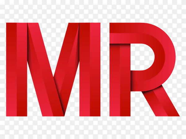 Lettering MR with geometric simple logo on transparent background PNG