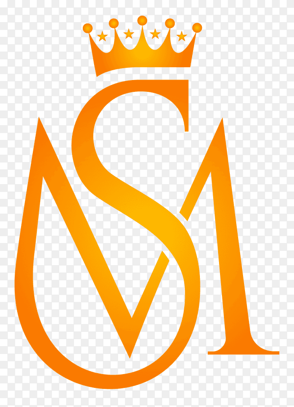 Luxurious Golden Crown SM logo design on transparent PNG