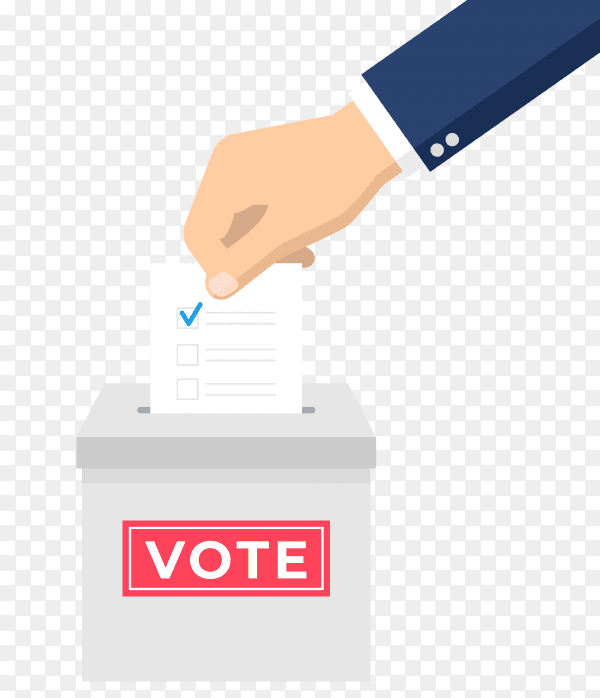 Man's hand voting in a ballot box for 2020 usa presidential election on transparent background PNG