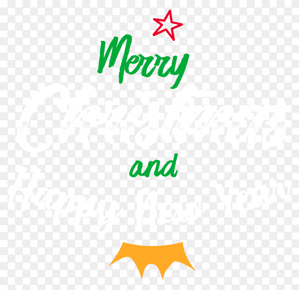 Merry christmas and happu new year on transparent background PNG