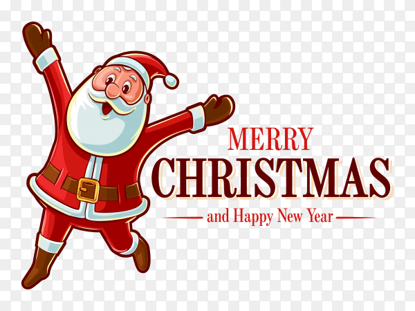 Merry christmas card with santa claus premium vector PNG