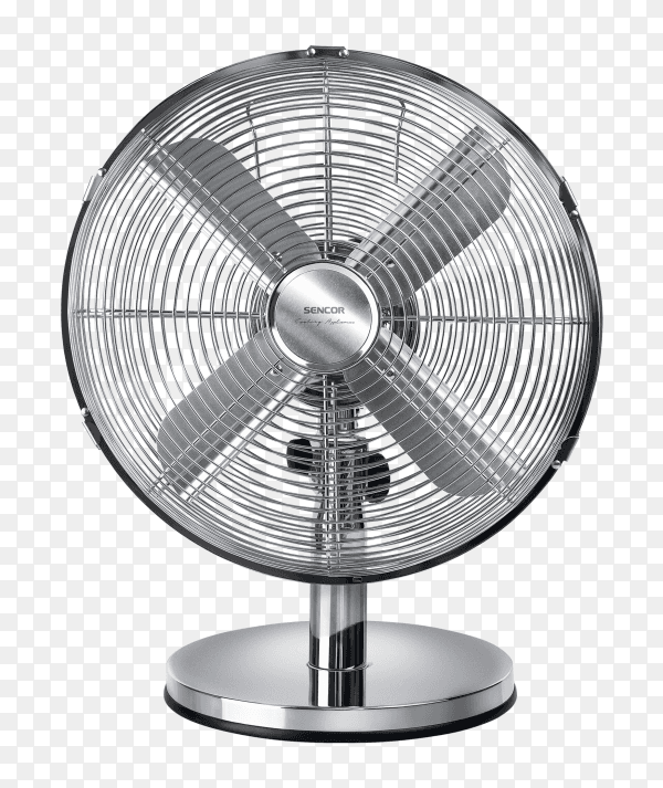 Metal desk fan on transparent background PNG