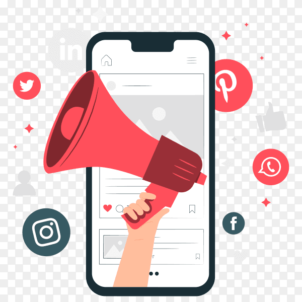 Mobile marketing concept illustration on transparent background PNG