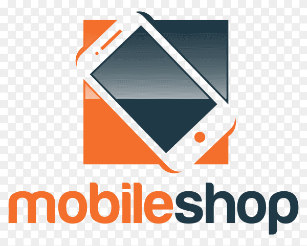 Mobile shop logo design on transparent background PNG