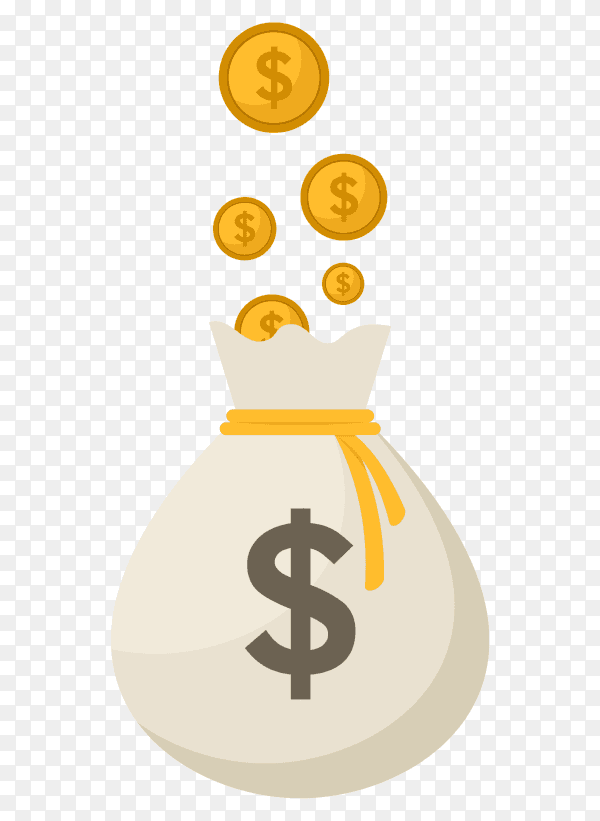 Money bag coins with flat design on transparent background PNG