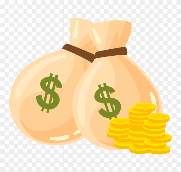 Money bag with coins on transparent background PNG